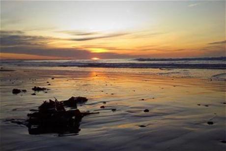 Orange sunset at Narrangansett Beach