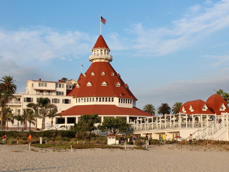 Hotel del Coronado standing on one of the best San Diego beaches