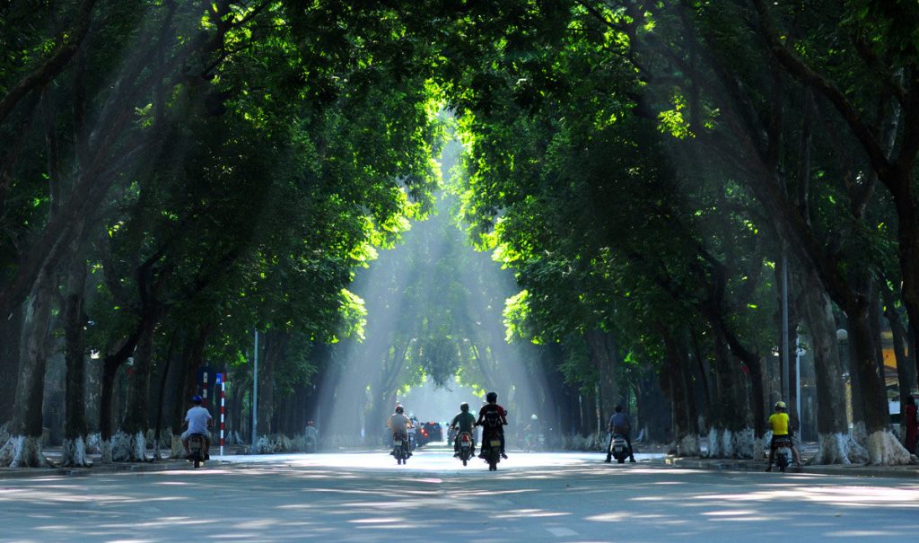 Streetview of one of the best times to visit Vietnam is in the Autumn