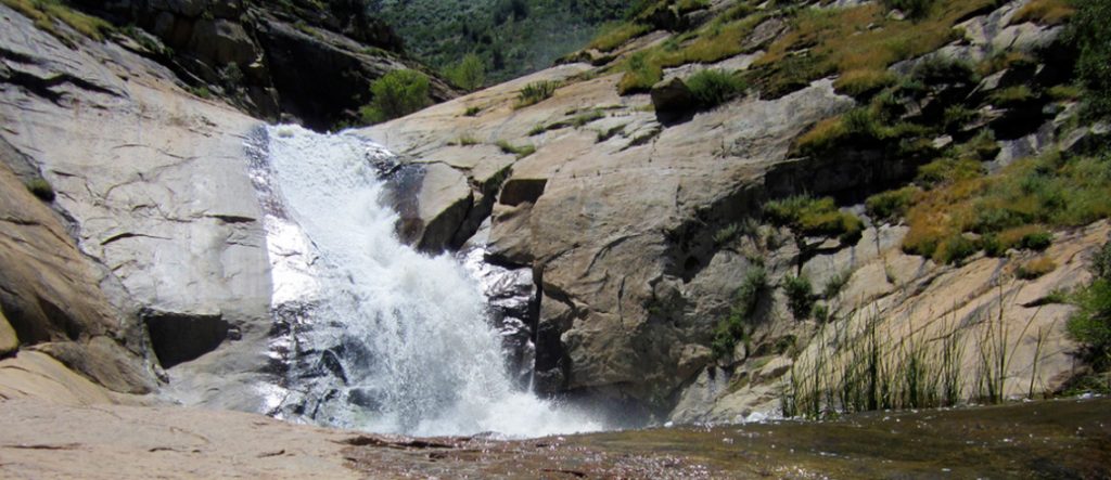 One of the San Diego hiking places with a view of a waterfall - Three Sisters