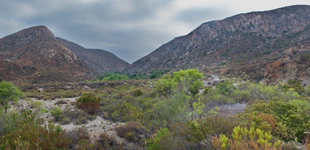 View of the towering mountains in the Mission Trails Regional park in San Diego