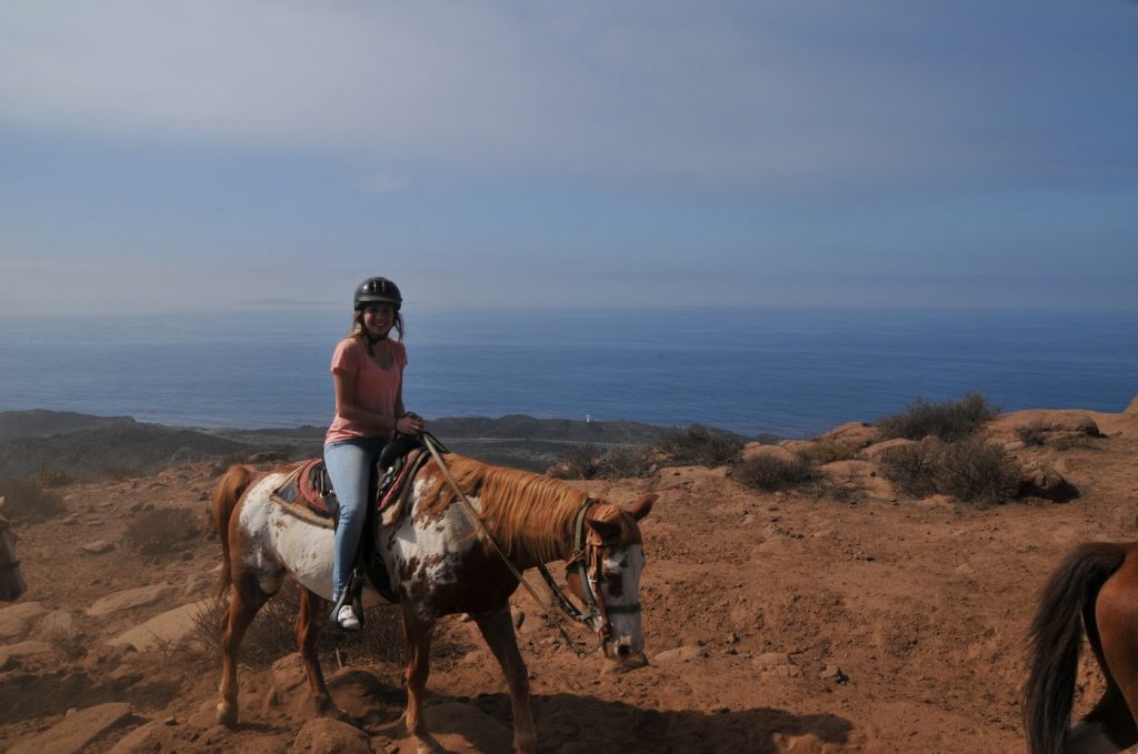 View of a woman on the Baja Bandidos Trail in Ensenada Mexico