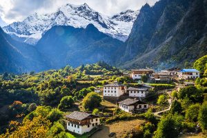 View of the remote Yubeng Village in China