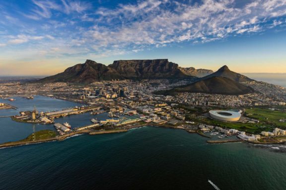 An aerial view shot of Cape Town in South Africa