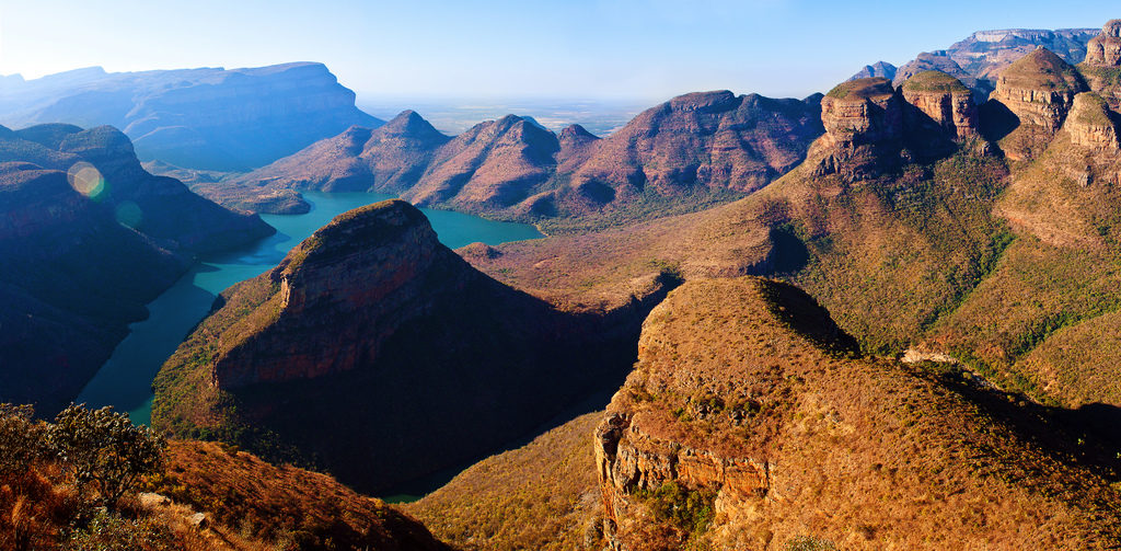Aerial view of the Blyde River Canyon from the Panorama Route during the dry months