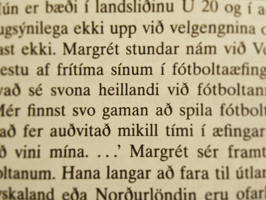 A text printed in Icelandic